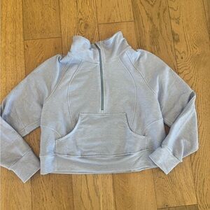 Lucky in Love Womens Sparkle Half Zip Pullover Blue Small